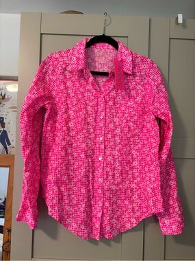 NWT Lily Pulitzer bright pink floral linen button down- Small